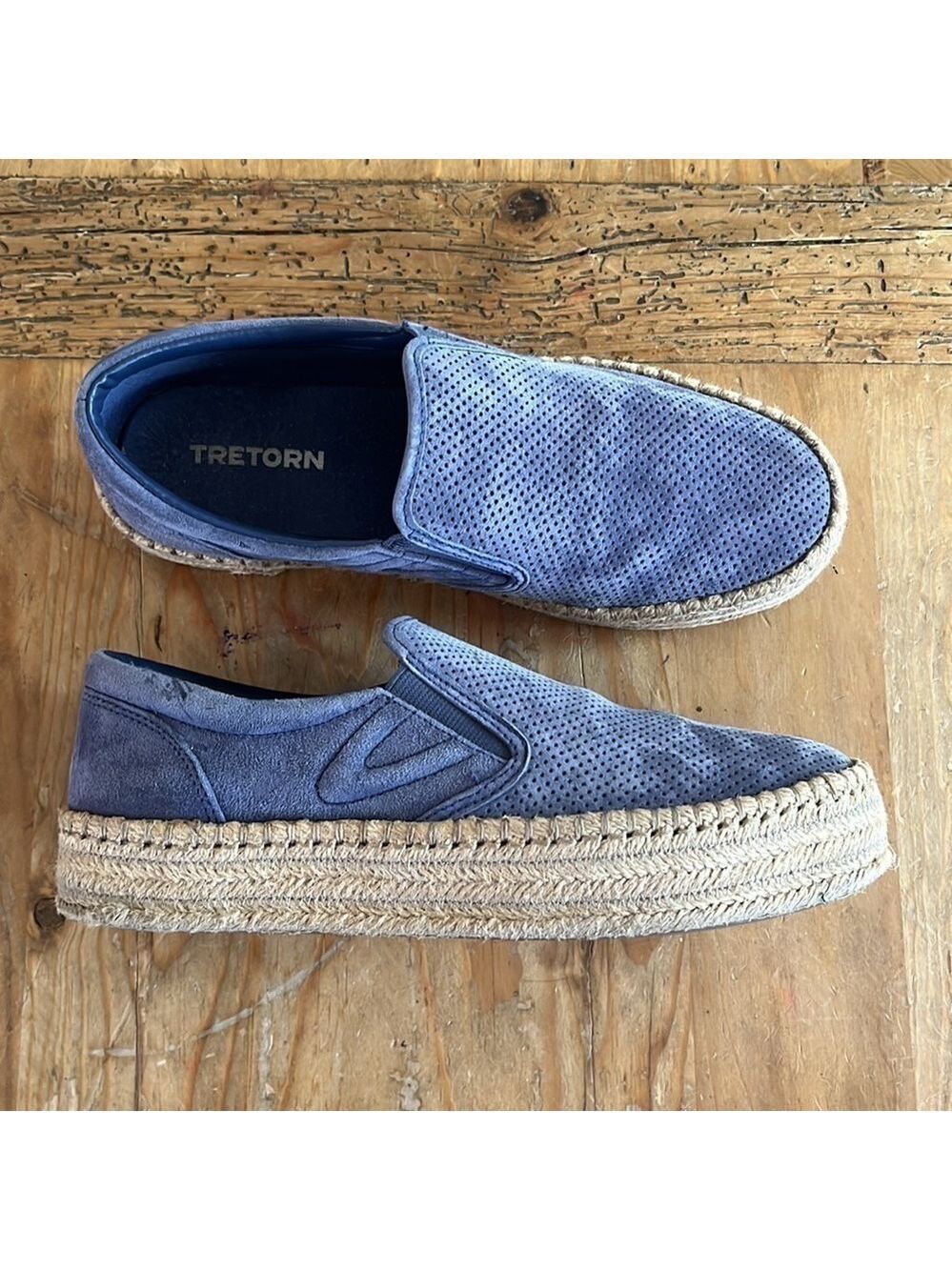Tretorn Womens Emilia 3 Suede Blue Slip On Espadrille Sneakers Sea Blue 8.5